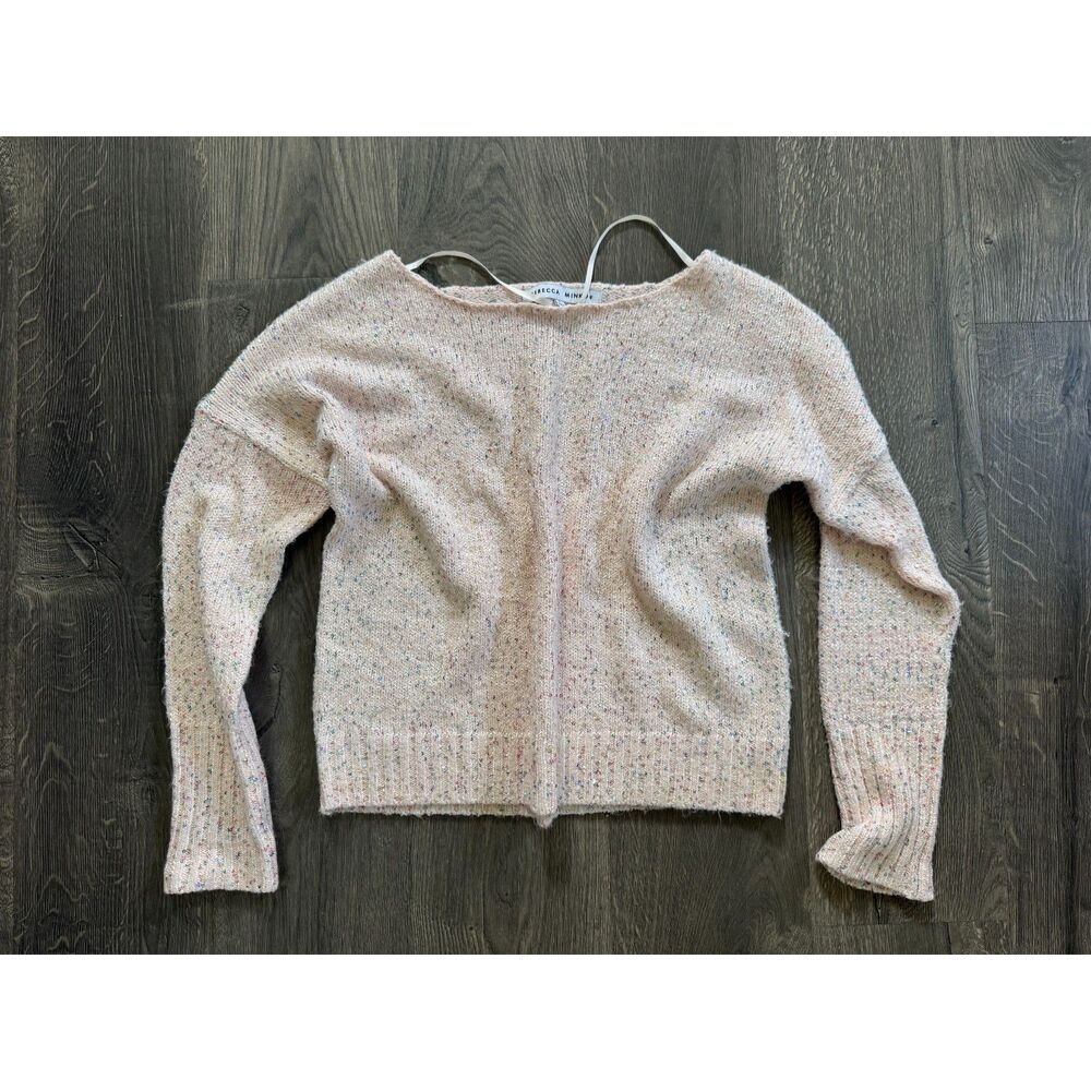 Rebecca Minkoff Scoop Neck Pink Multicolor Sequin Oversized Sweater Top L
